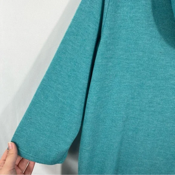 Forgotten Grace Teal Funnel Cowl Neck Soft Knit Half Sleeve Pullover Sweater 2XL - Picture 2 of 4